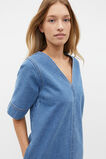 Denim V Neck Mini Dress  Sea Blue Wash  hi-res