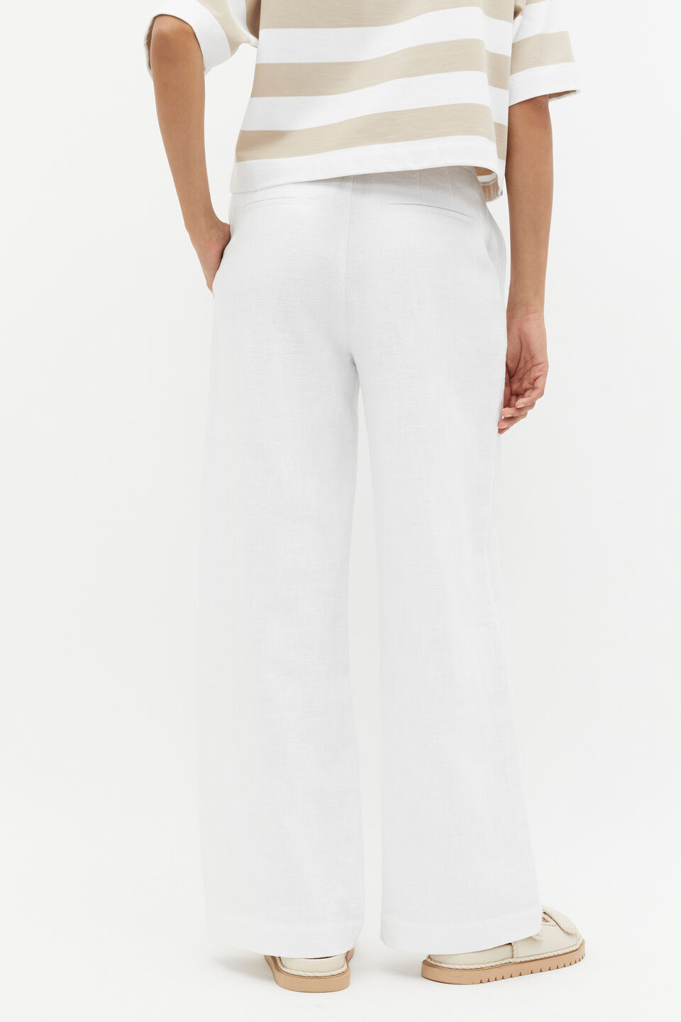 Textured Wide Leg Pant  Whisper White