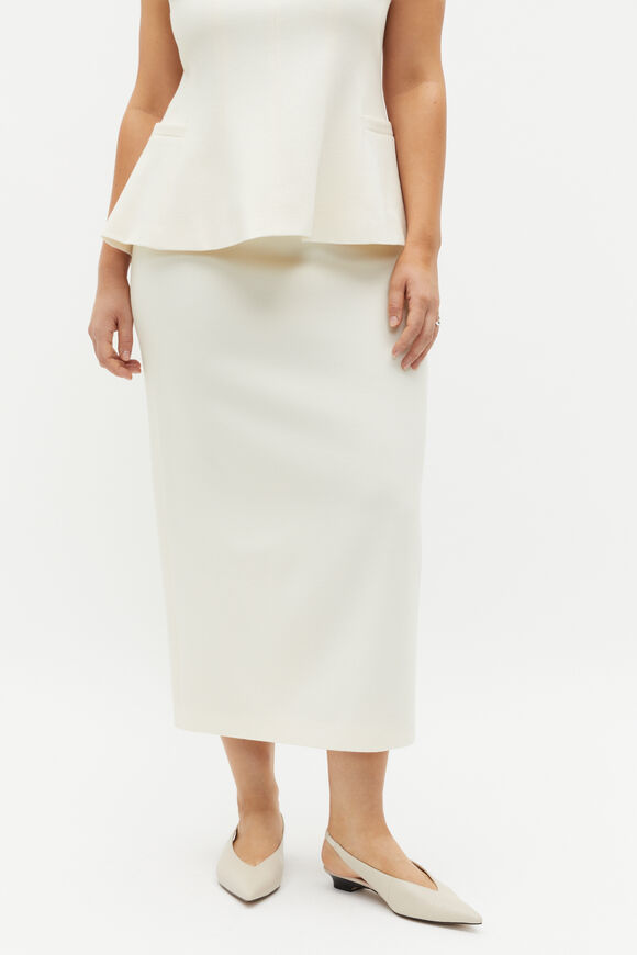 Wool Crepe Pencil Skirt  Cloud Cream  hi-res