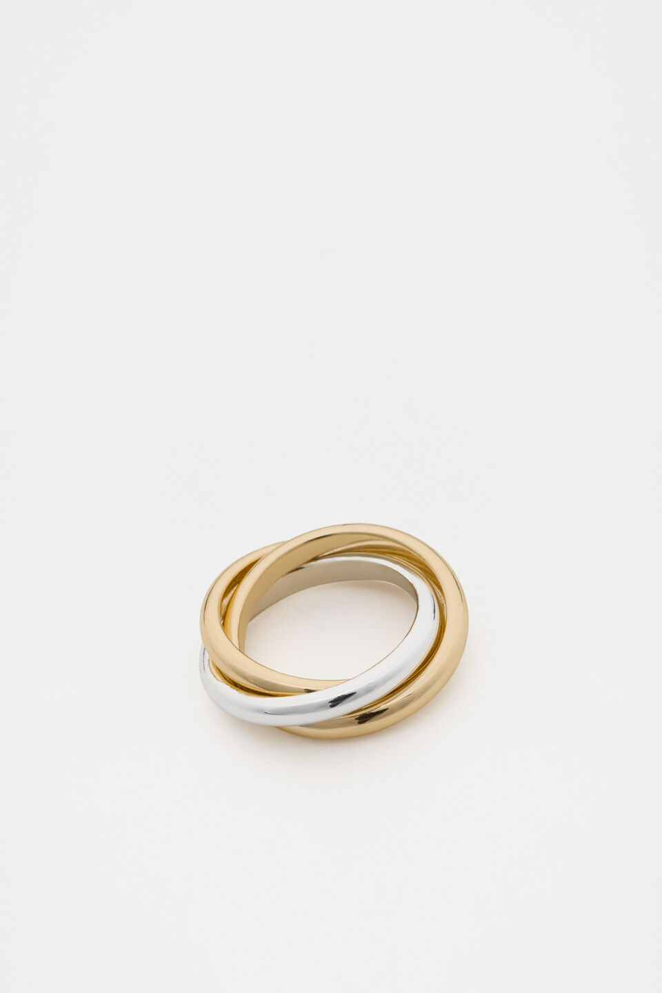 Mixed Looped Links Ring  Silver Gold