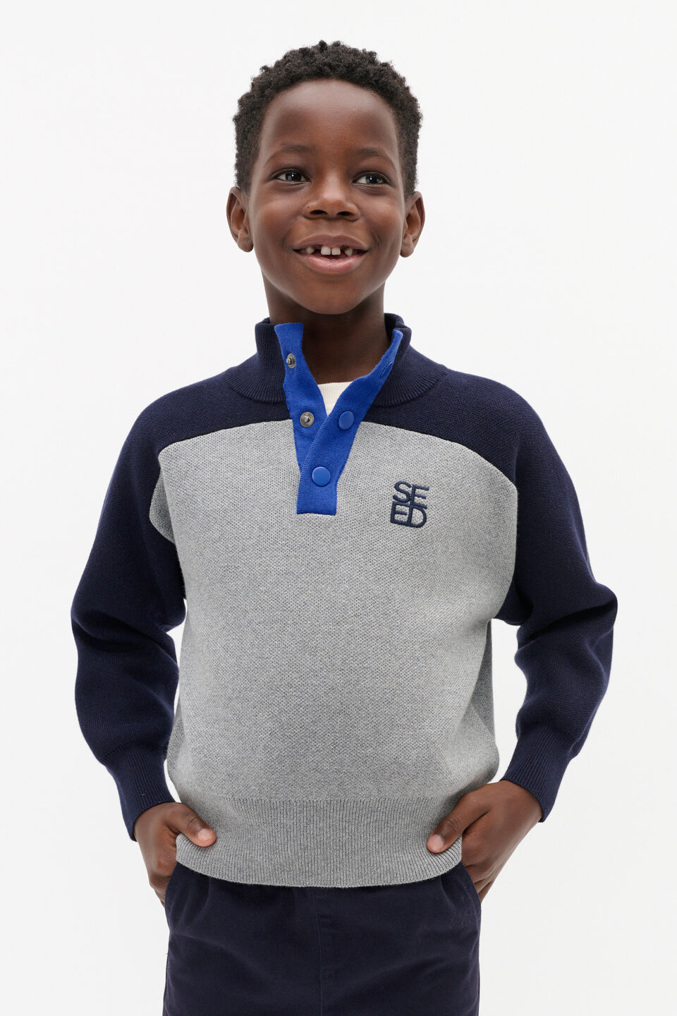 Colourblock Knit Sweater  Storm Marle