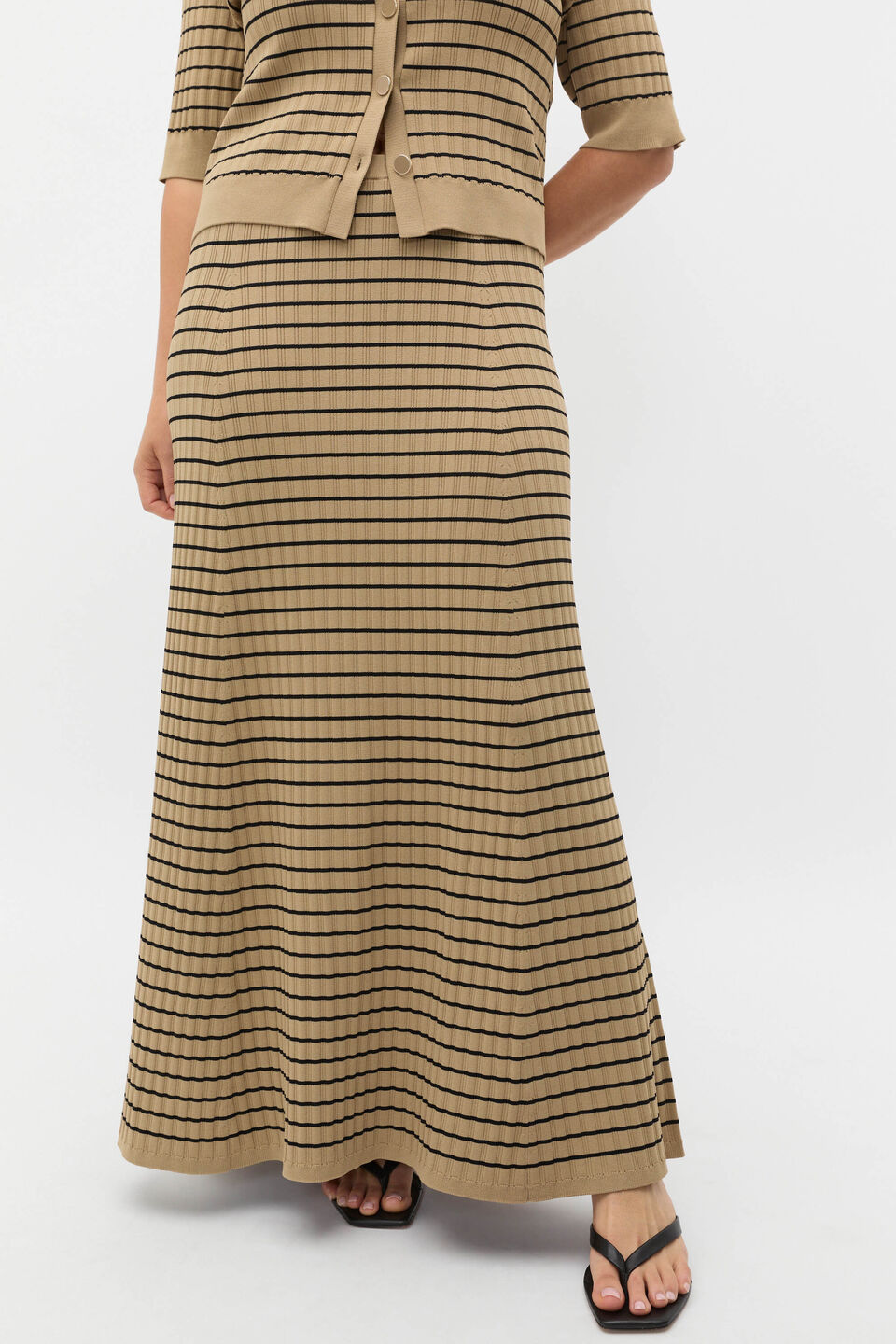 Crepe Knit Stripe Skirt  Rye Stripe