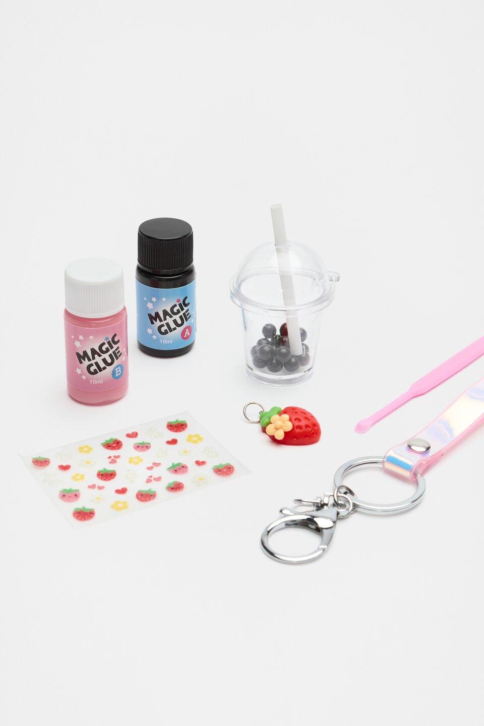 Strawberry Bubble Tea Bag Charm Kit  Multi