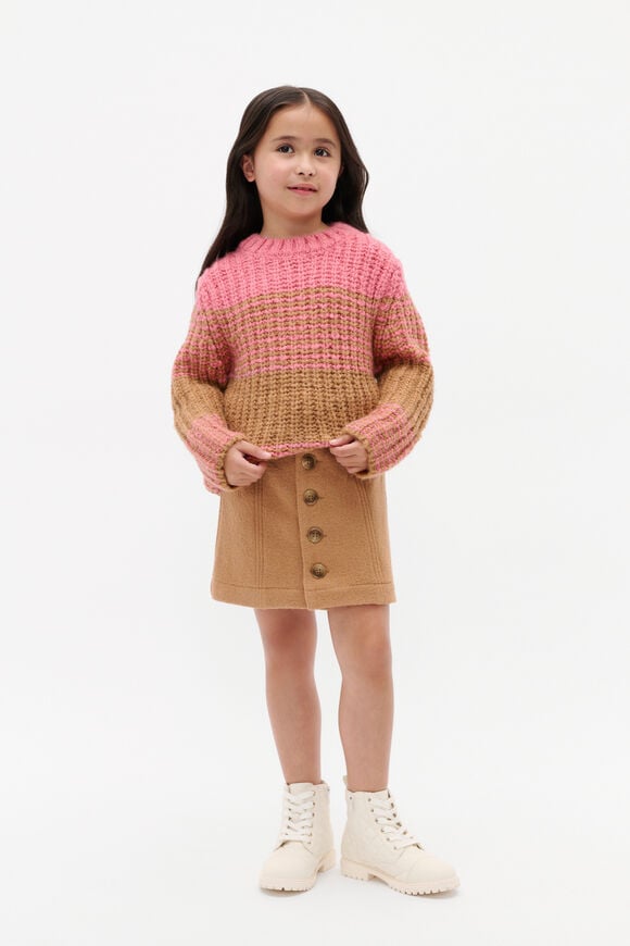 Stripe Knit Sweater  Raspberry  hi-res