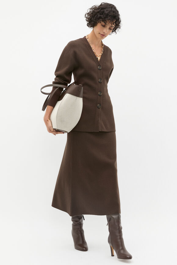 Longline V Neck Cardigan  Dark Espresso  hi-res