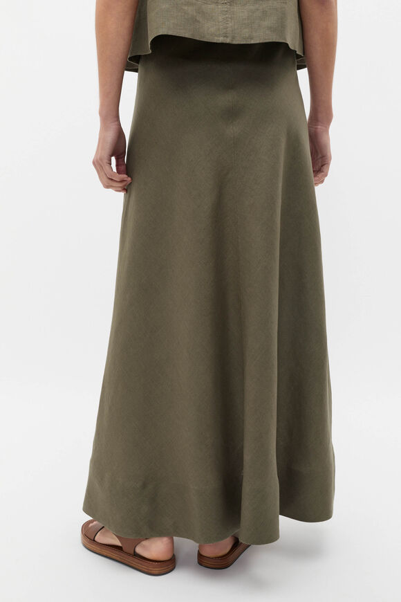 Core Linen Seam Front Skirt  Olive Leaf  hi-res