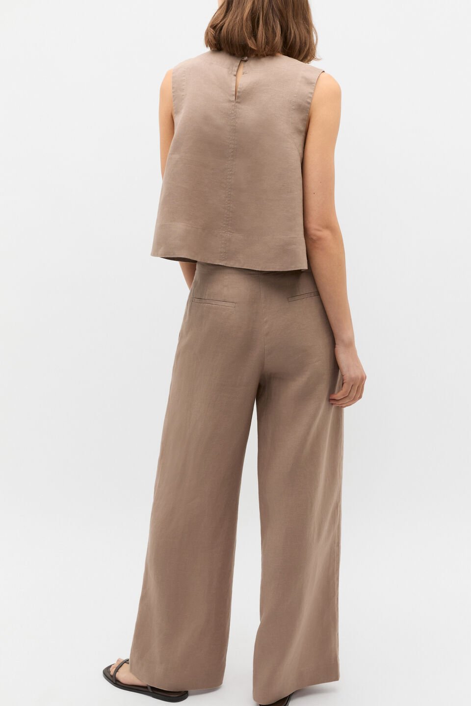 Core Linen Shell Top  Nutmeg