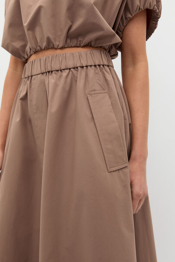 Poplin Voluminous Skirt  Nutmeg  hi-res