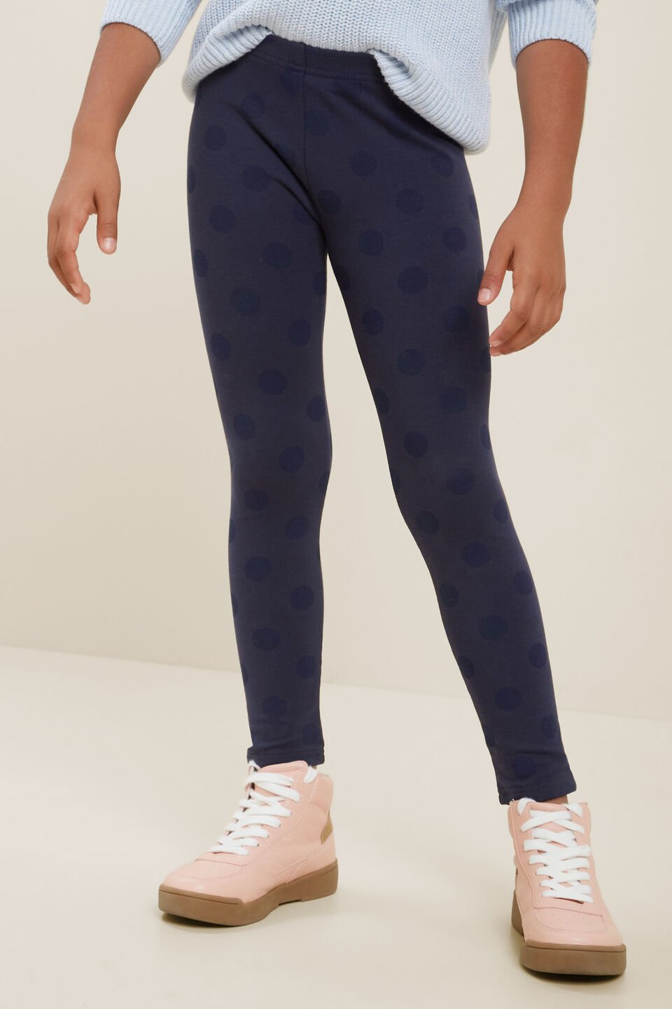 Terry Spot Leggings  Navy