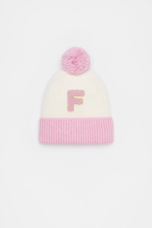 Colourblock Initial Beanie  F  hi-res