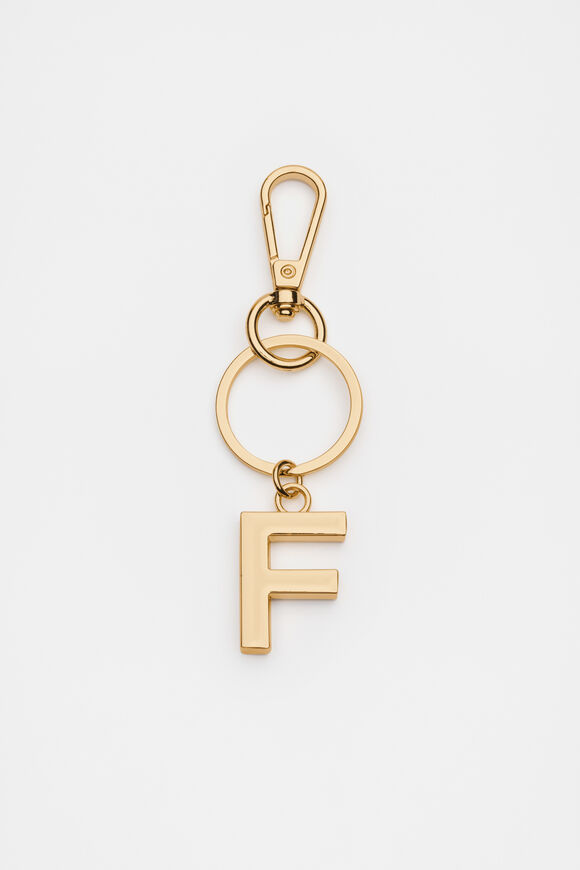 Gold Initials Keyring  F  hi-res