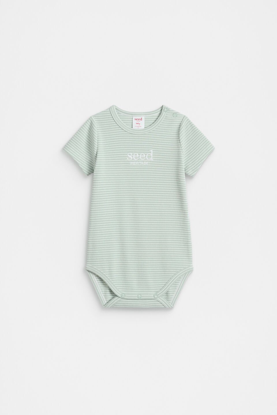 Core Rib Logo Bodysuit  Sage Stripe