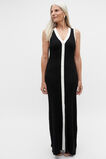 Contrast Knit Button Midi Dress  Black  hi-res