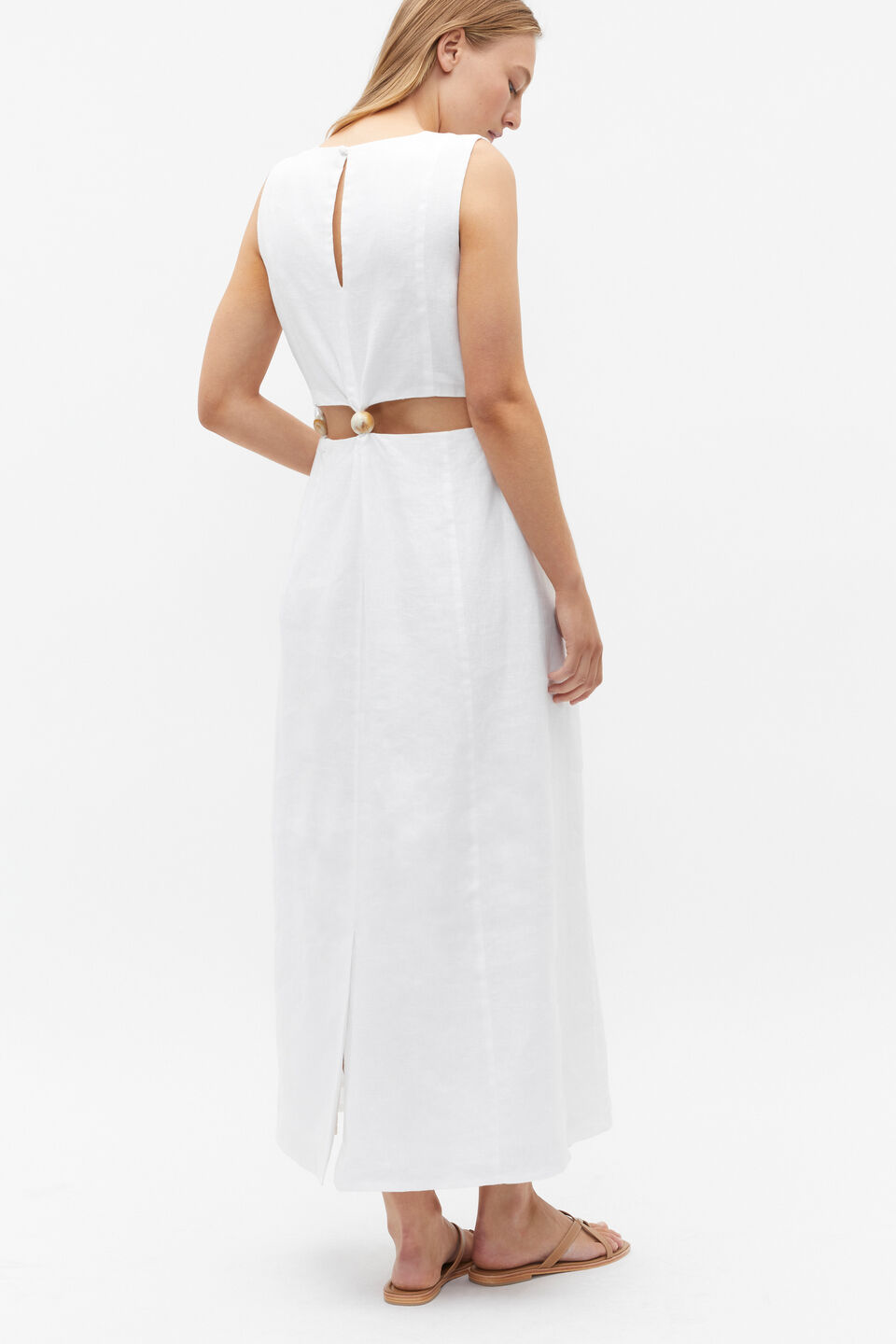 Bead Detail Cut Out Dress  Whisper White