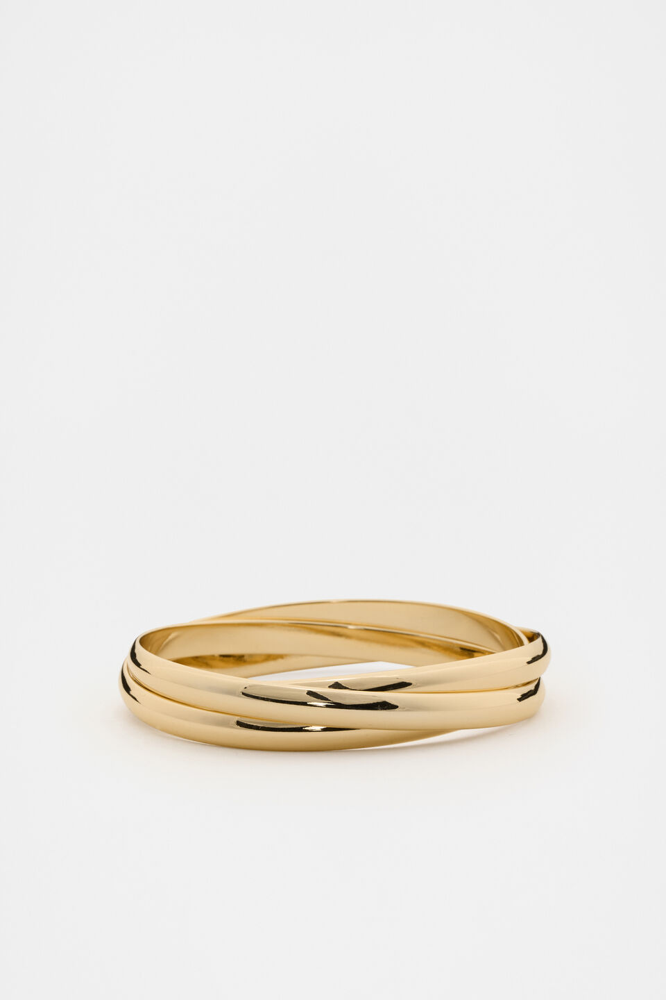 Looped Links Bangle Stack  Gold
