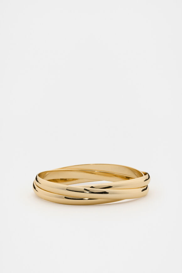 Looped Links Bangle Stack  Gold  hi-res