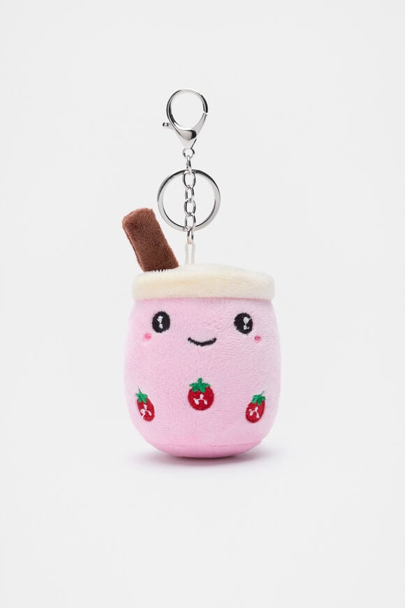 Bubble Tea Keyring Plush Toy  Pink  hi-res