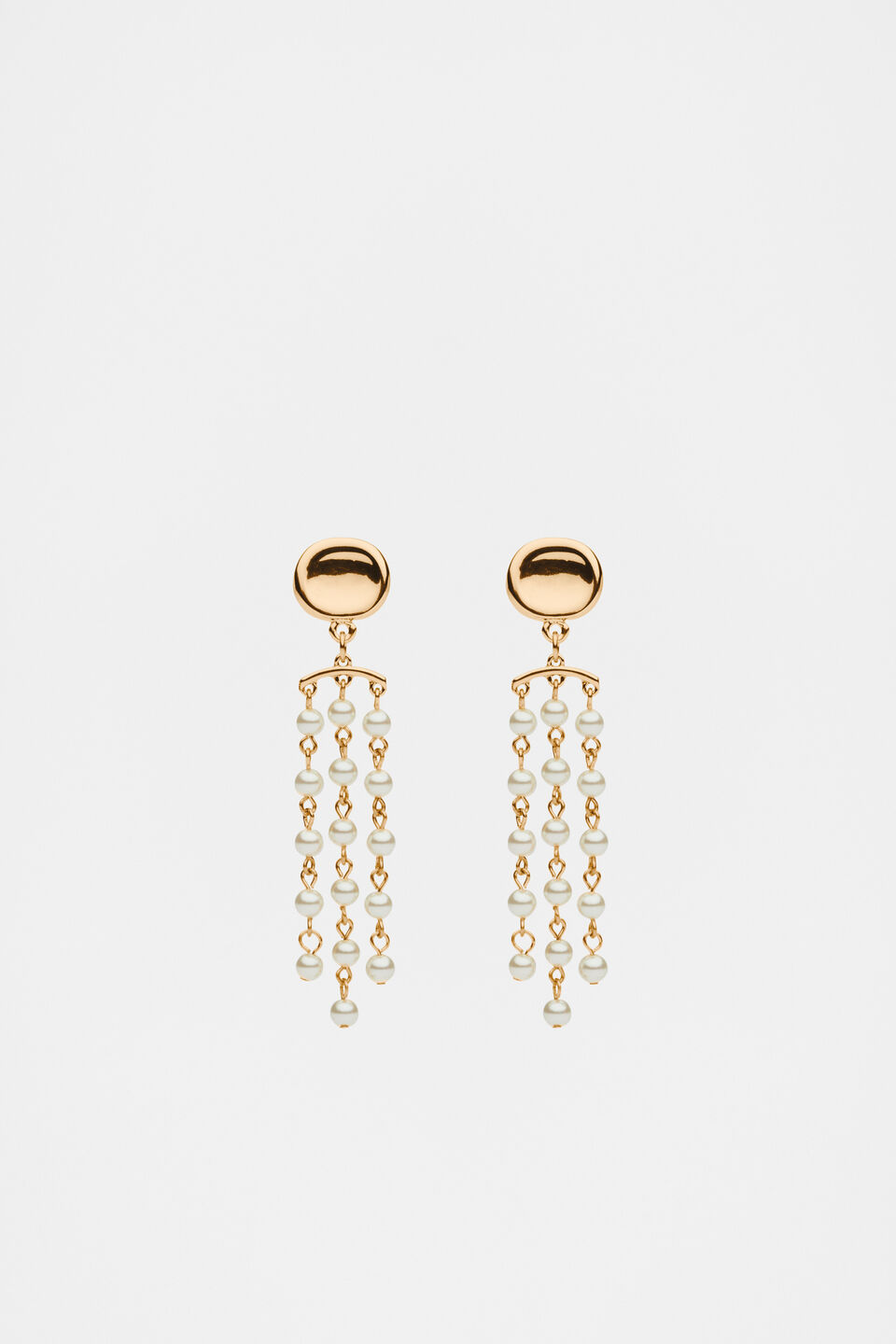 Pearl Station Long Earring  Gold