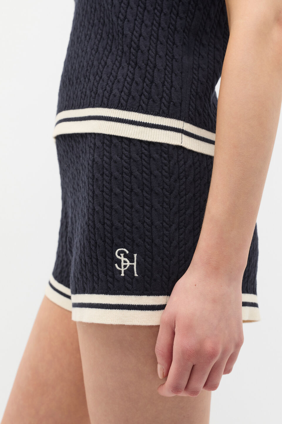 Cable Knit Short  Twilight Blue