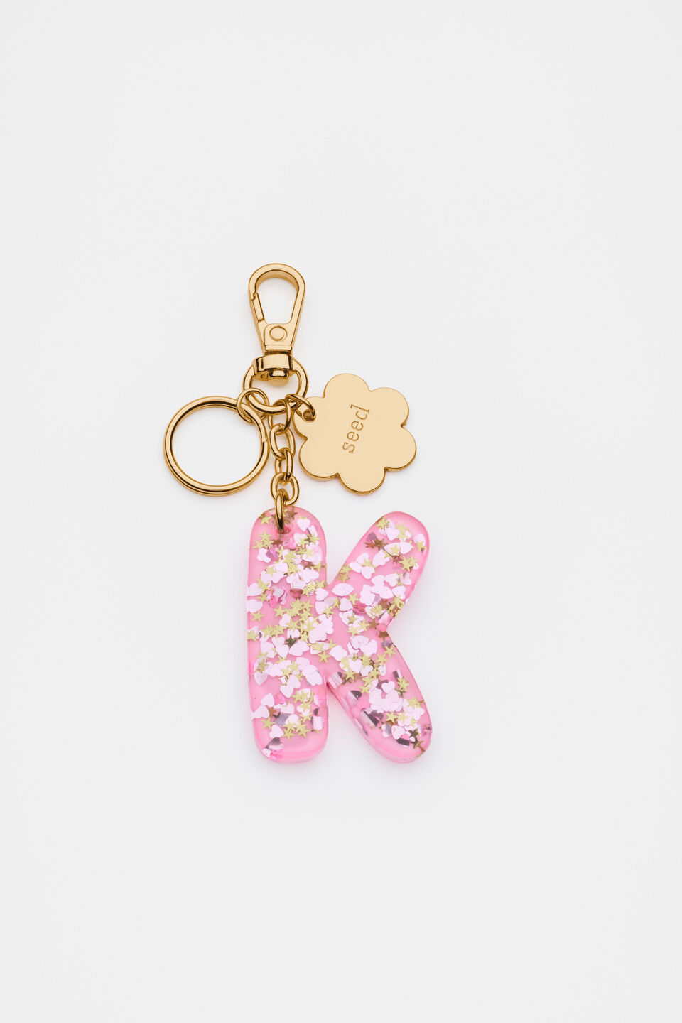Glitter Initial Bag Charm  K
