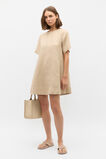 Linen Short Sleeve Mini Dress  Iced Latte  hi-res