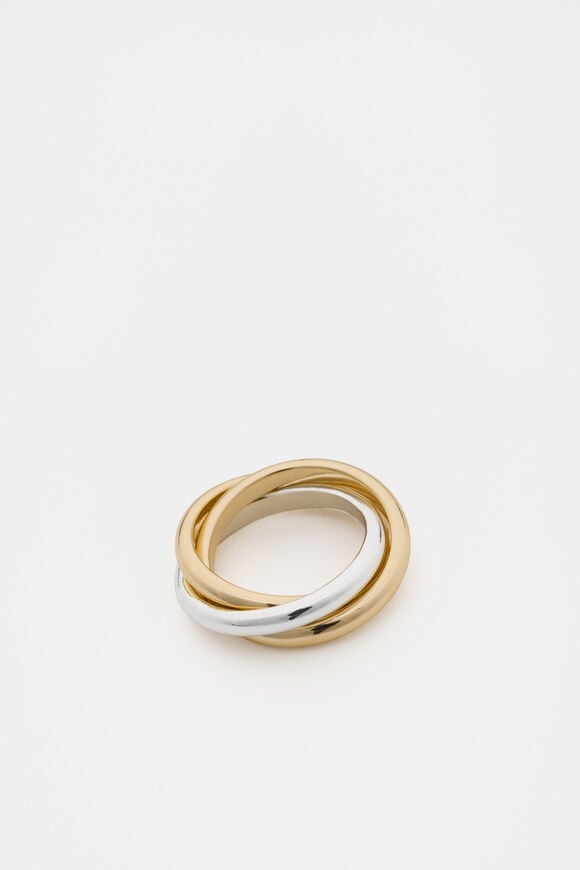 Mixed Looped Links Ring  Silver Gold  hi-res