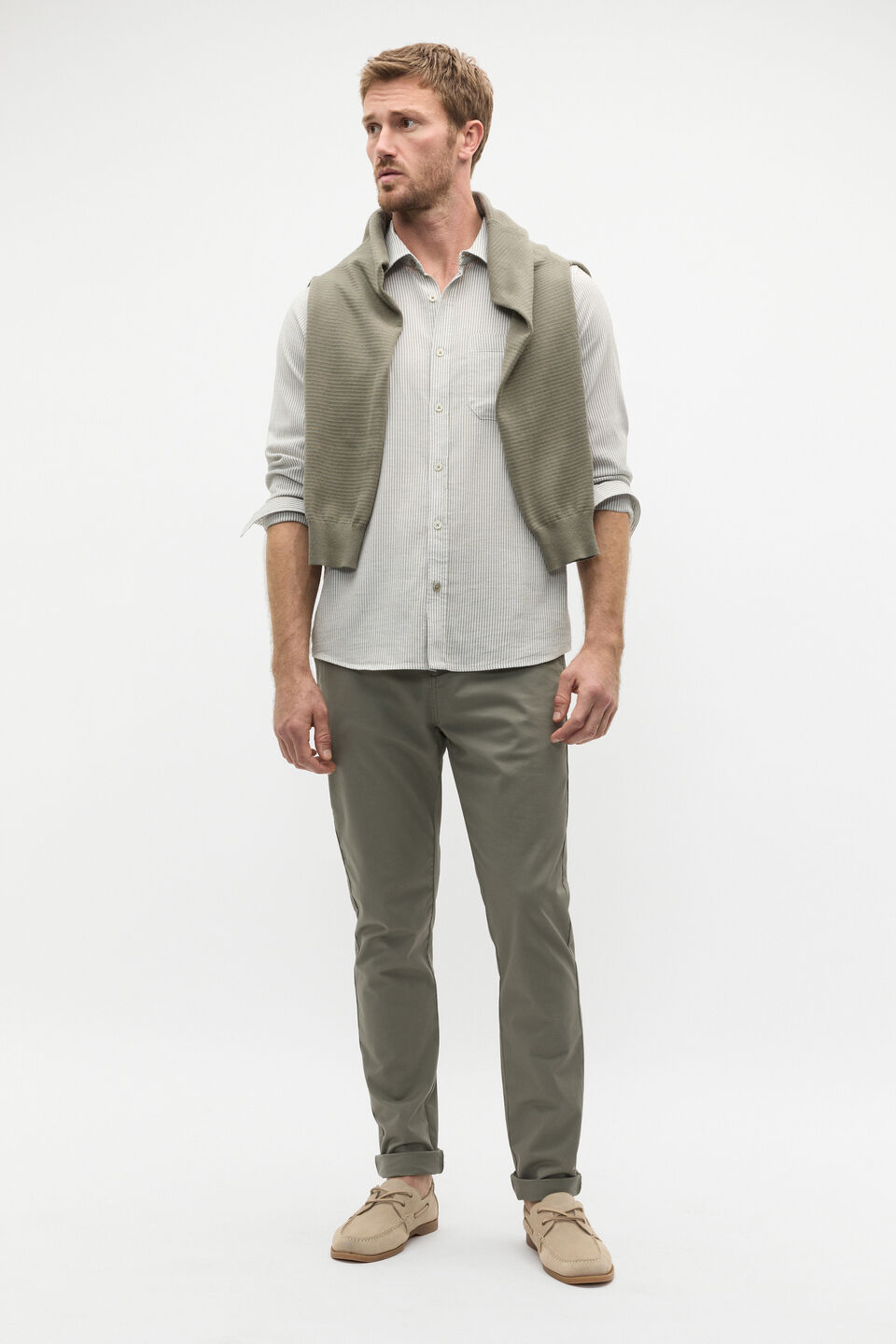 Texture Stripe Shirt  Vintage Khaki