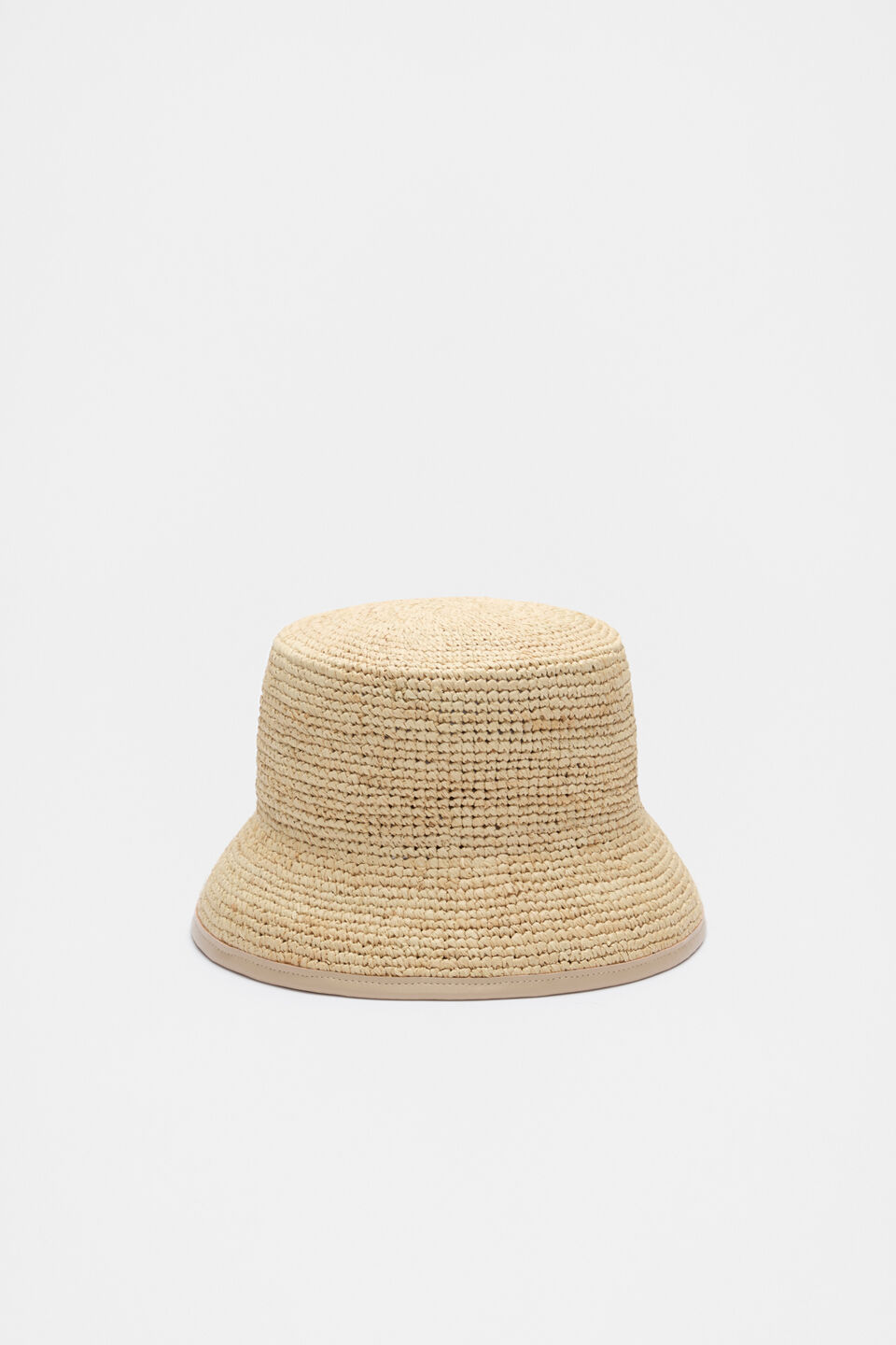 Trim Detail Raffia Bucket Hat  Iced Latte