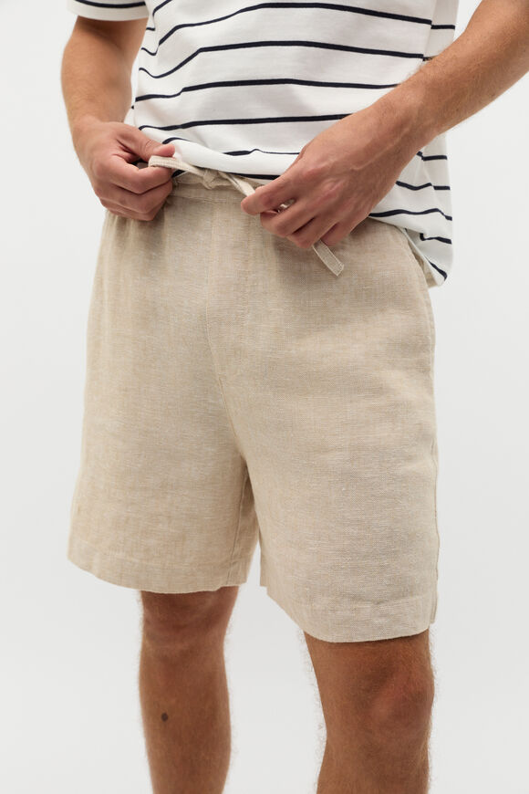 Linen Pullon Short  Almond  hi-res