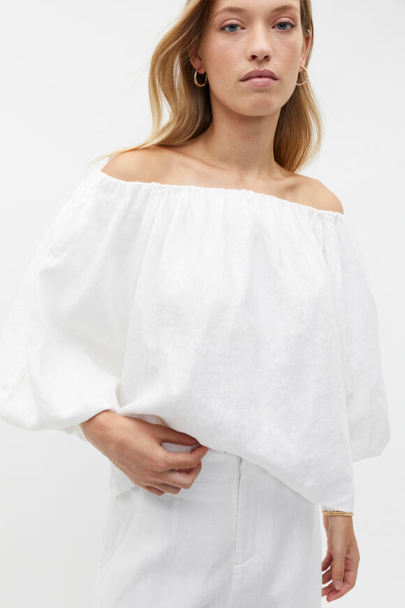 Linen Off Shoulder Top  Whisper White  hi-res