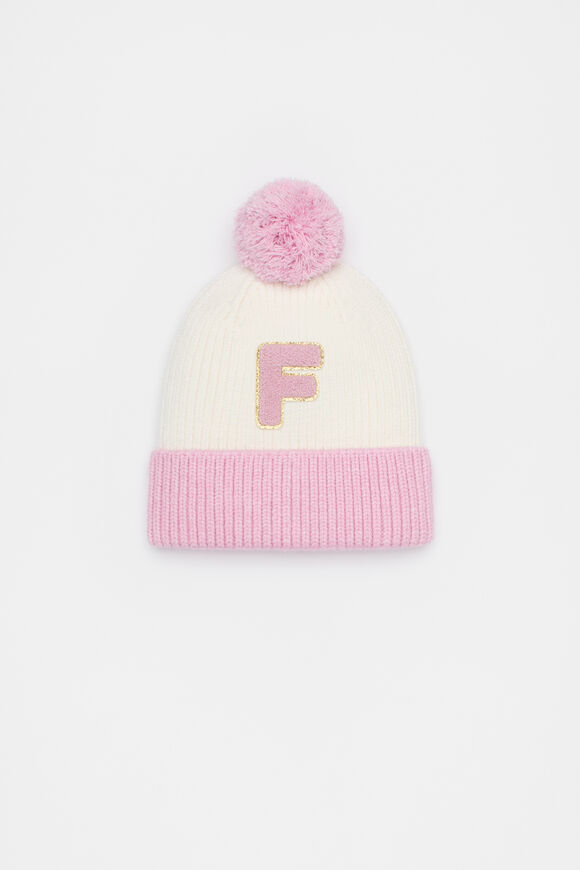 Colourblock Initial Beanie  F  hi-res