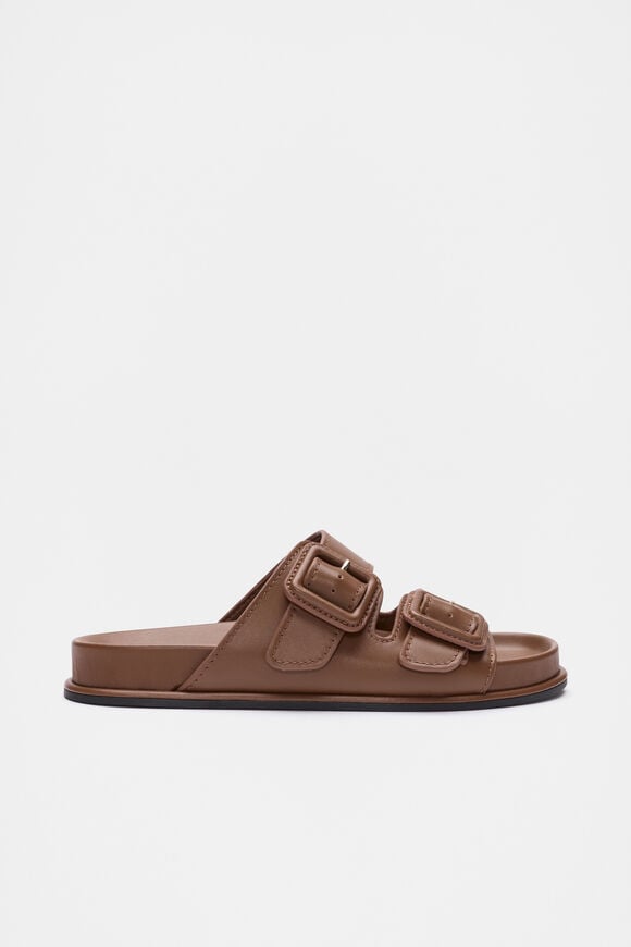 Dulci Covered Buckle Slide  Deep Tan  hi-res