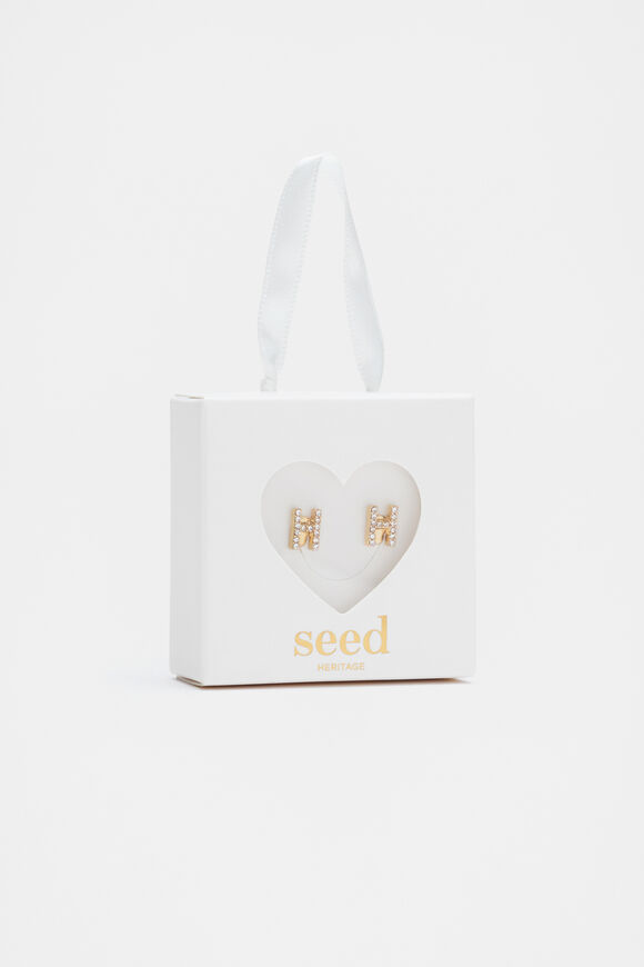 Initial Clip On Earings  H  hi-res