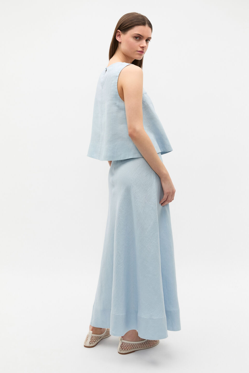 Core Linen Shell Top  Bluebell