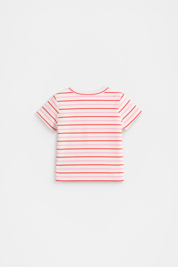 Stripe Logo Rib Tee  Candy Pink Multi  hi-res
