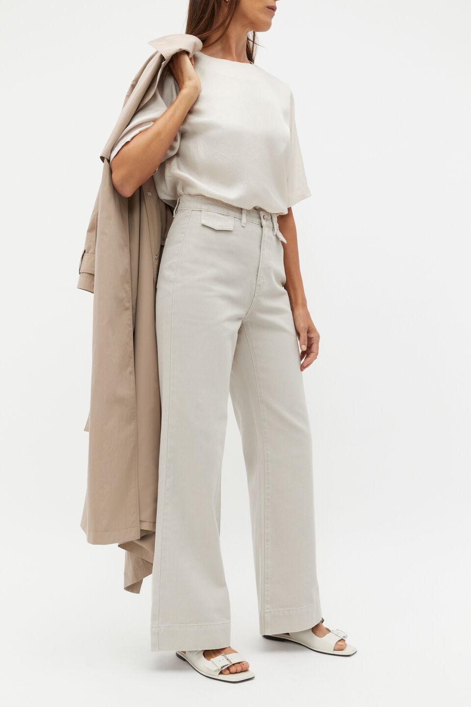 Denim Wide Leg Rigid Jean  Oat