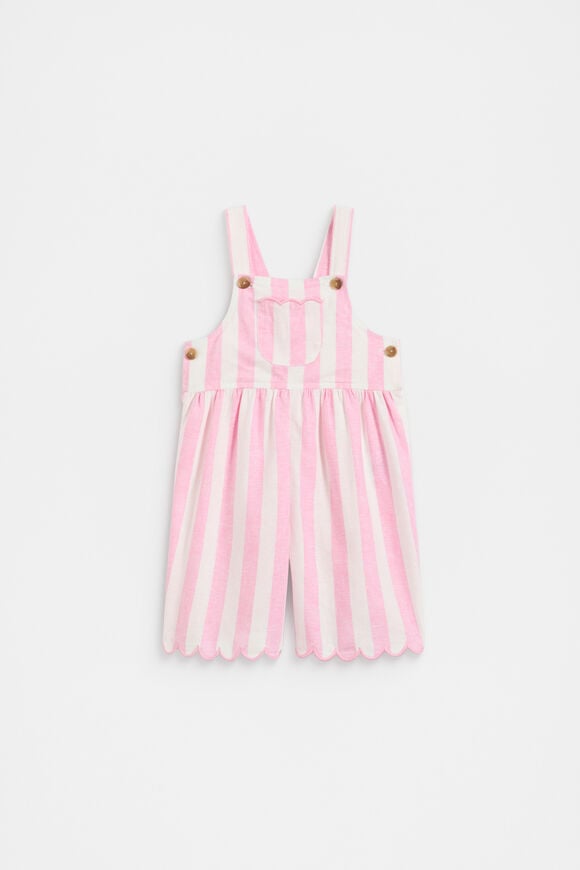 Stripe Scallop Overall  Candy Pink  hi-res