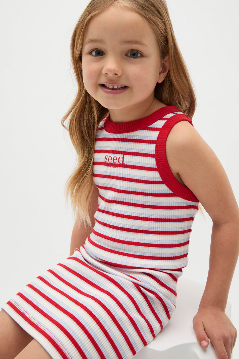 Logo Rib Dress  Chilli Stripe