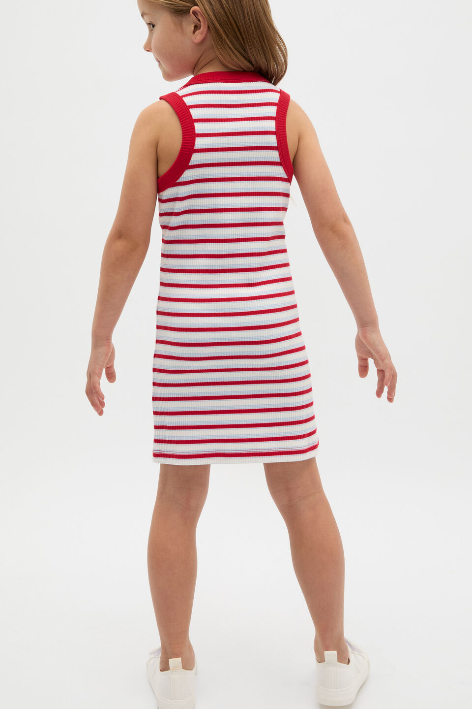 Logo Rib Dress  Chilli Stripe