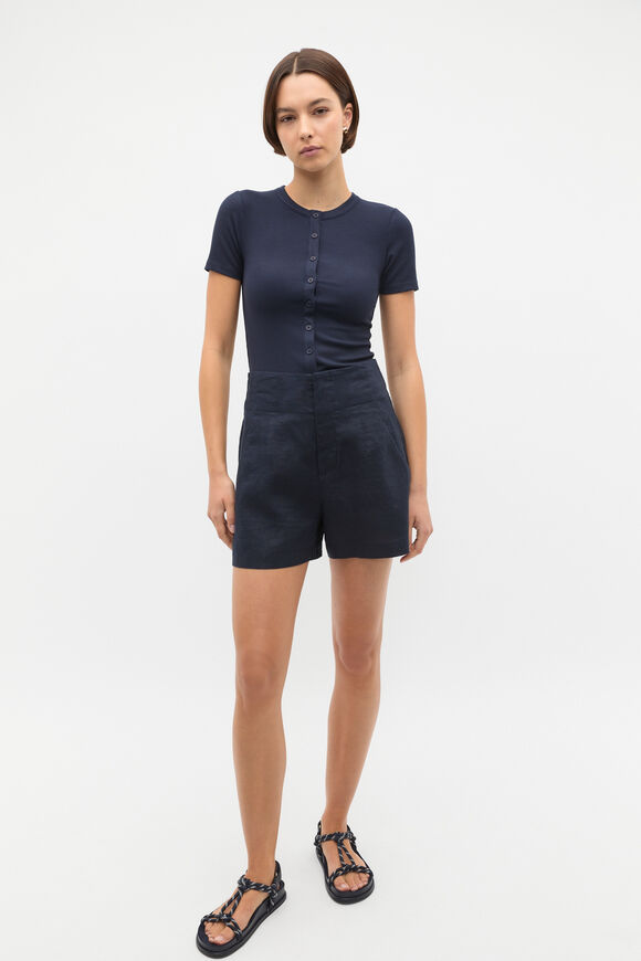 Rib Button Through Top  Twilight Blue  hi-res