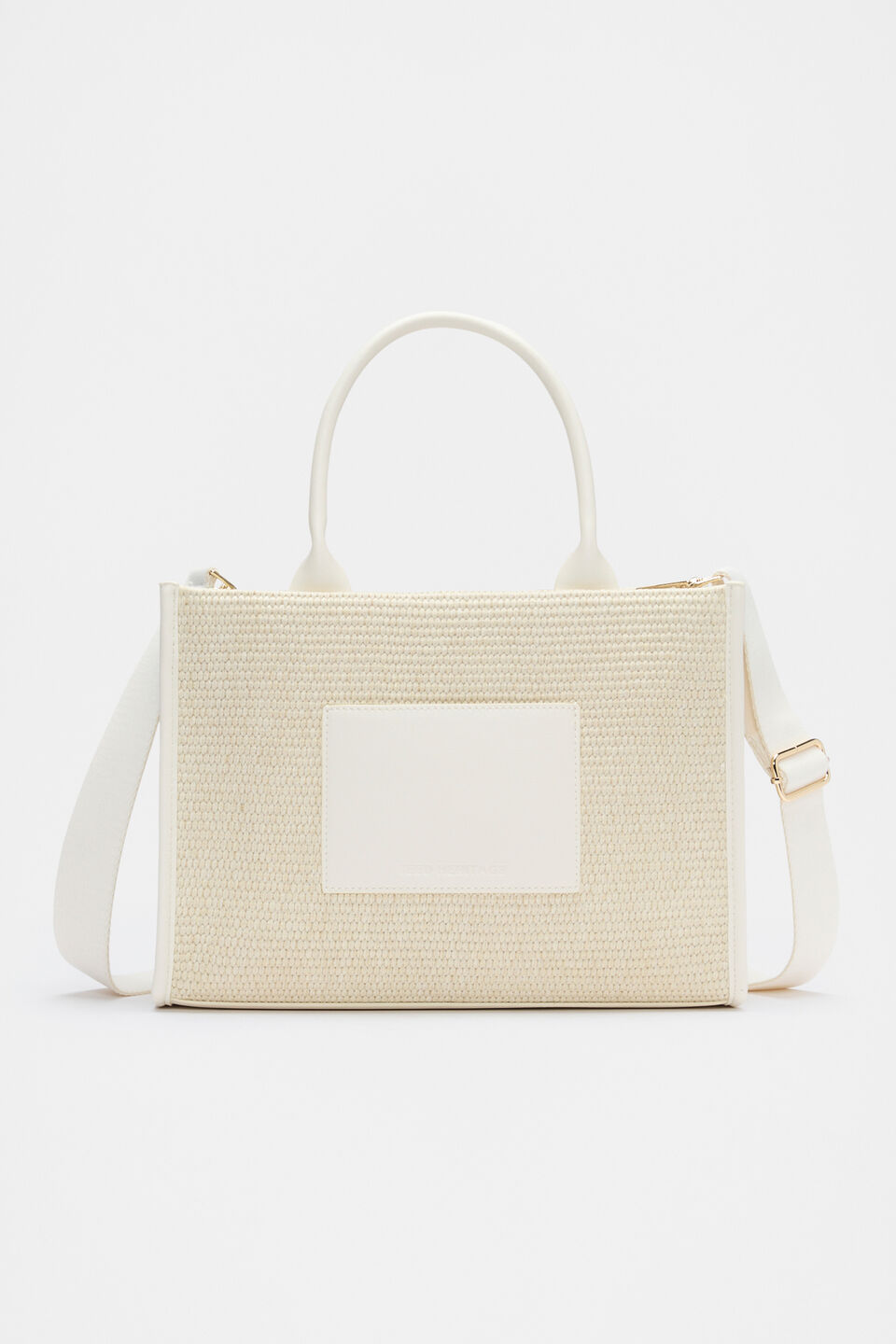 Structured Woven Mini Tote  Cream