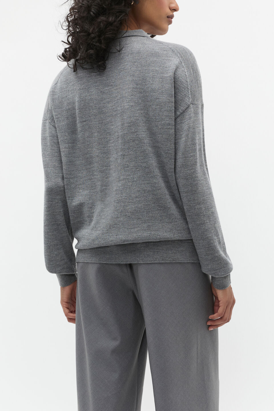 Merino Wool Slouch Polo  Wolf Marle