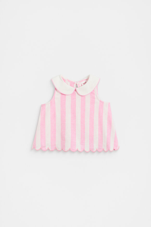 Stripe Scallop Top  Candy Pink  hi-res