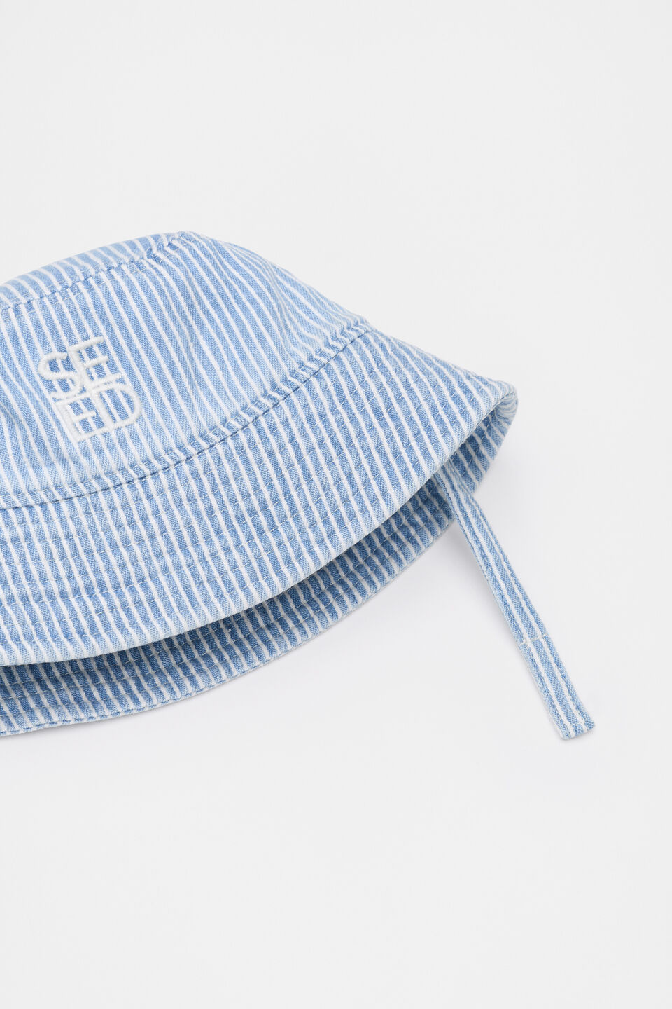 Blue Mini Stripe Bucket Hat  Denim Stripe