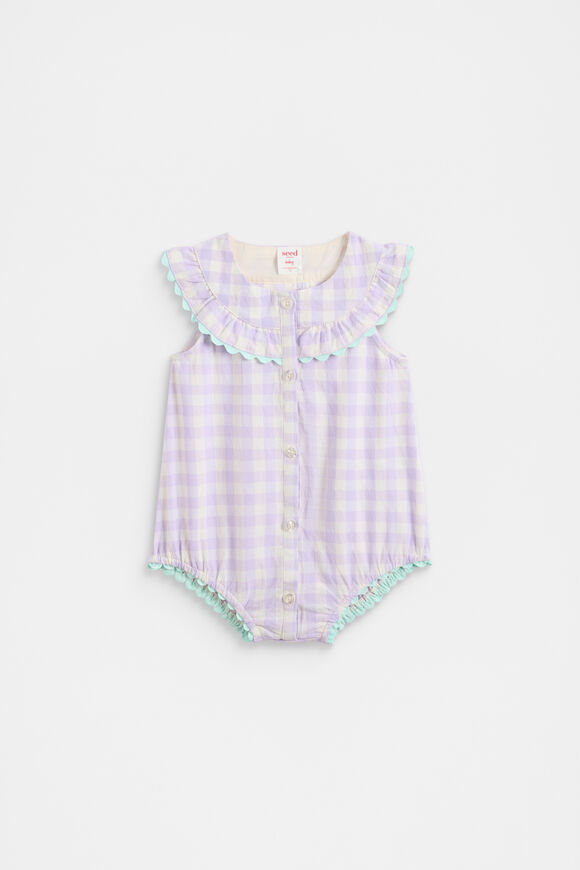 Spliced Gingham Romper  Multi  hi-res