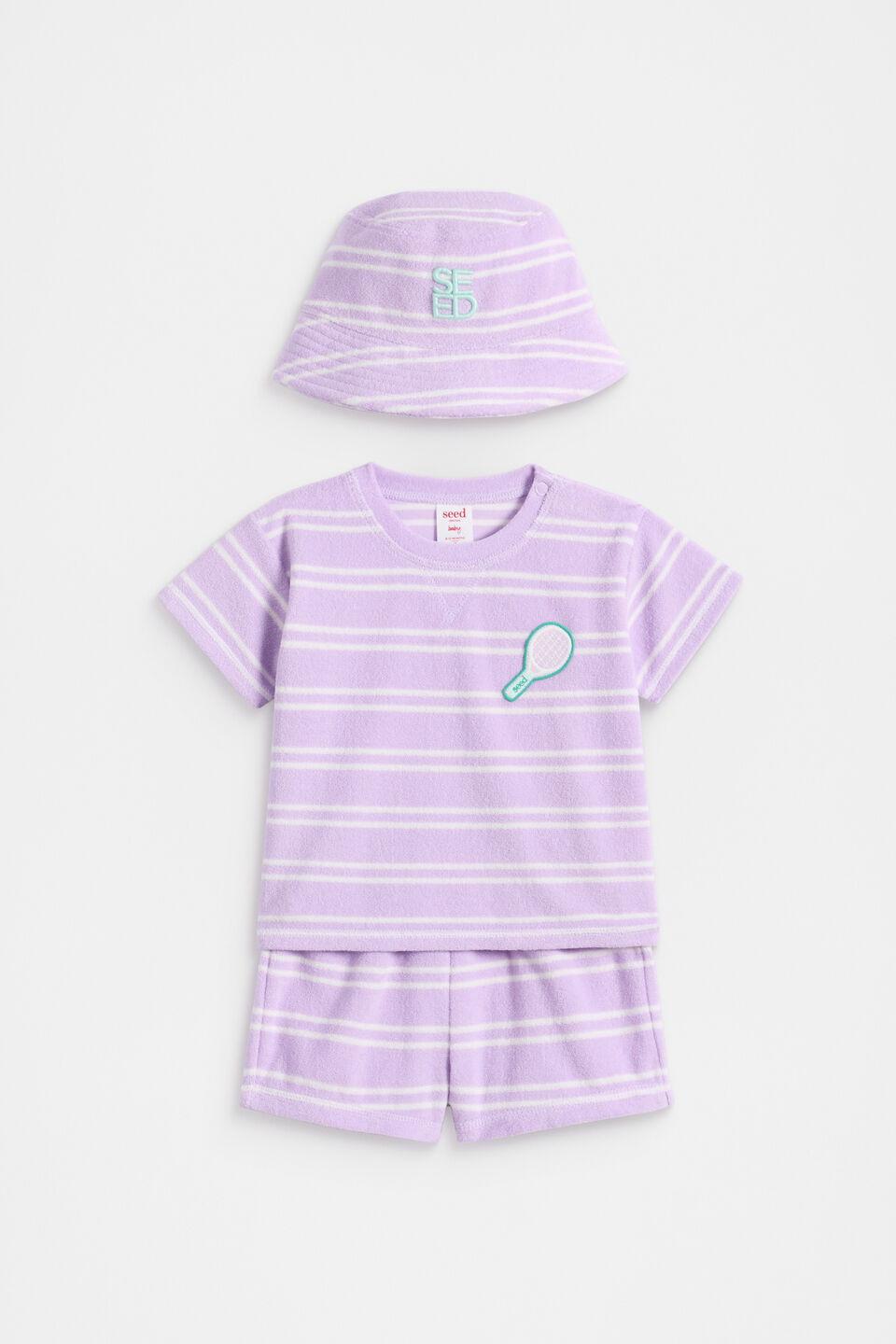 Striped Terry Short  Soft Lilac