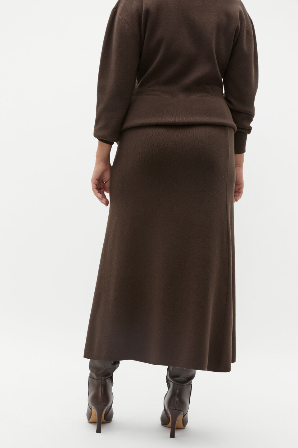 Fluted Knit Skirt  Dark Espresso