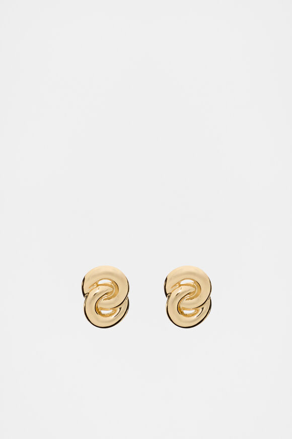 Double Circle Stud Earring  Gold  hi-res
