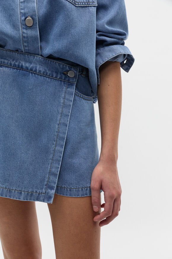 Denim Wrap Skort  Mid Wash  hi-res