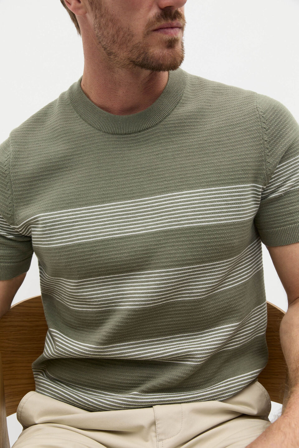 Stripe Knit Tee  Vintage Khaki